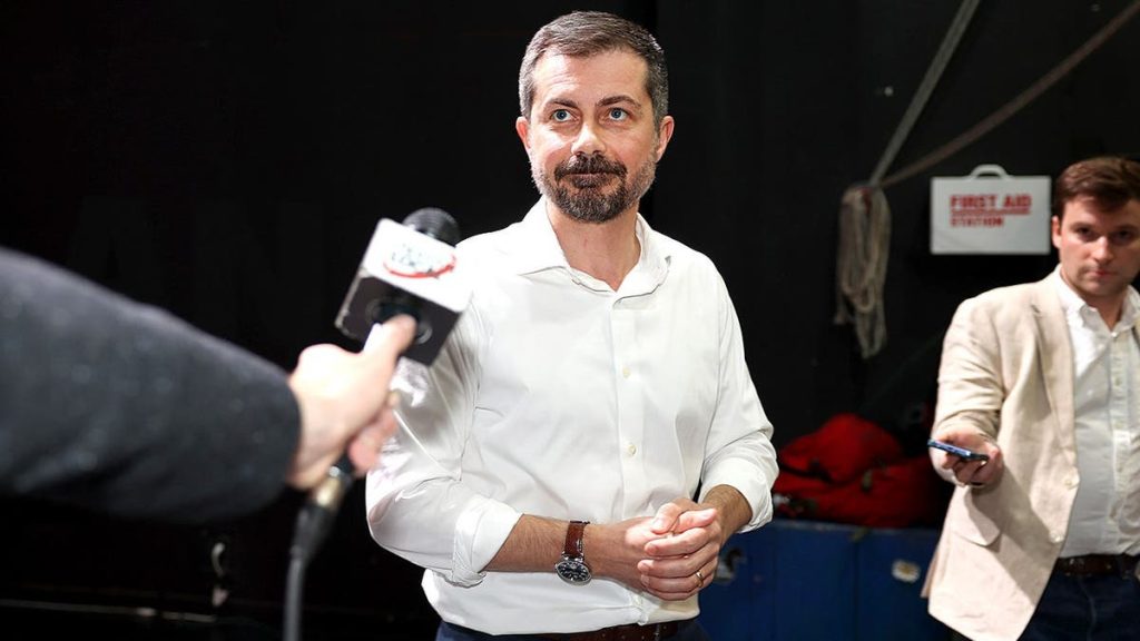 Pete Buttigieg speaks at rally in Butte, Montana.