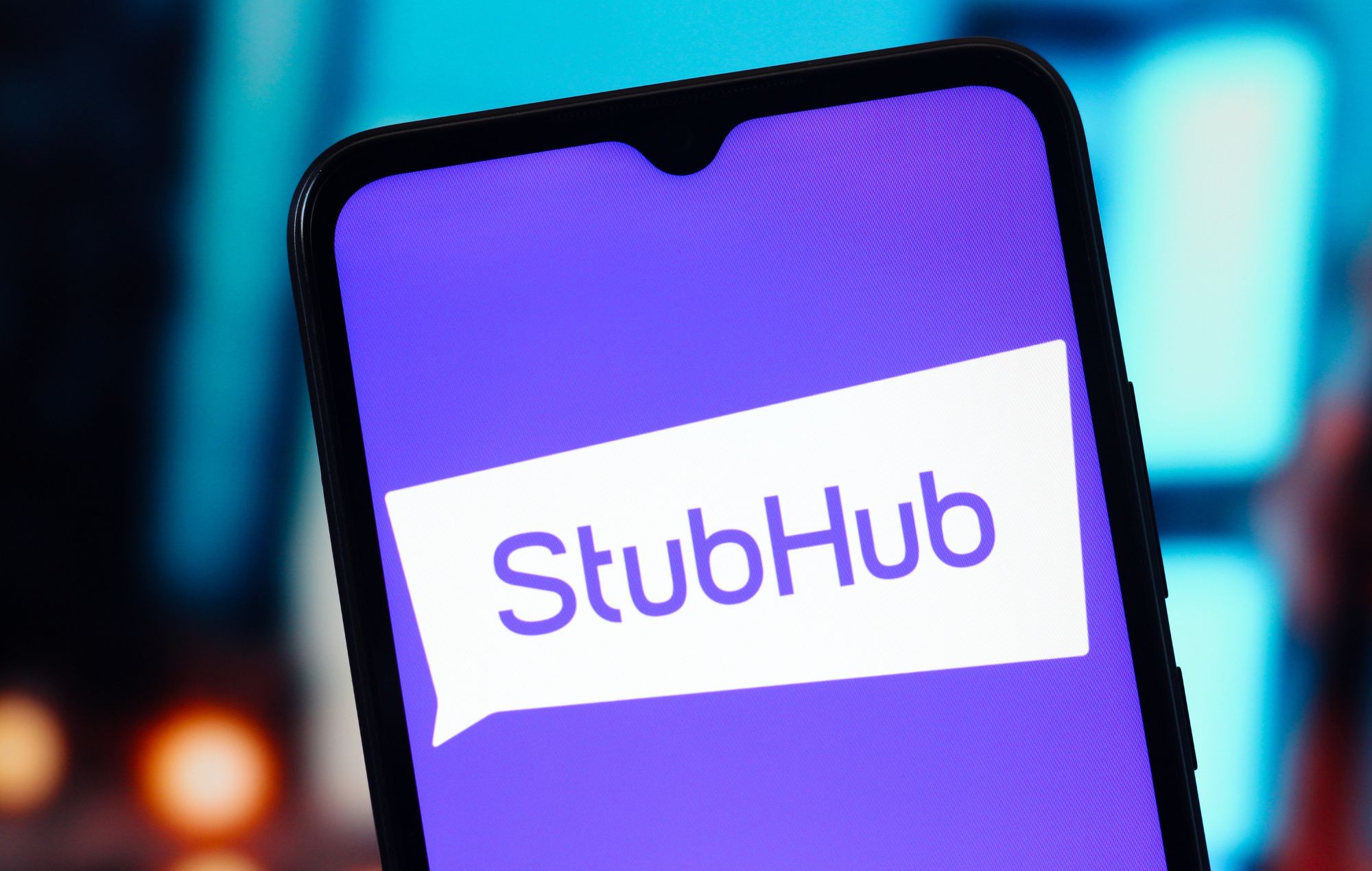 StubHub logo displayed on a smartphone screen. CREDIT: Thomas Fuller/SOPA Images/LightRocket via Getty Images