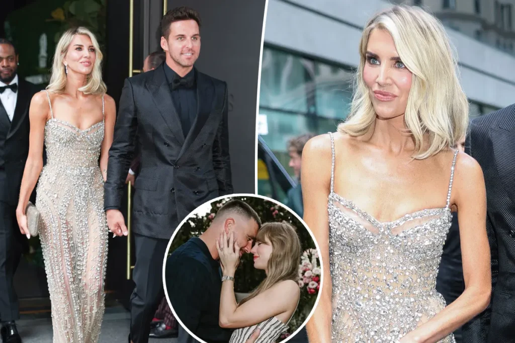 Vestido cravejado de joias para casamento de Taylor Swift e Travis Kelce deixa braços de Charissa Thompson sangrando