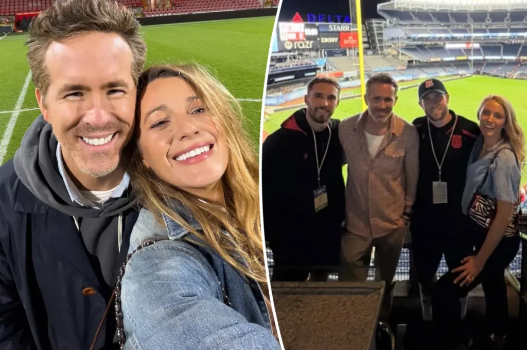 Blake Lively compartilha raro registro de dia com Ryan Reynolds e os quatro filhos em jogo de futebol em Nova York
