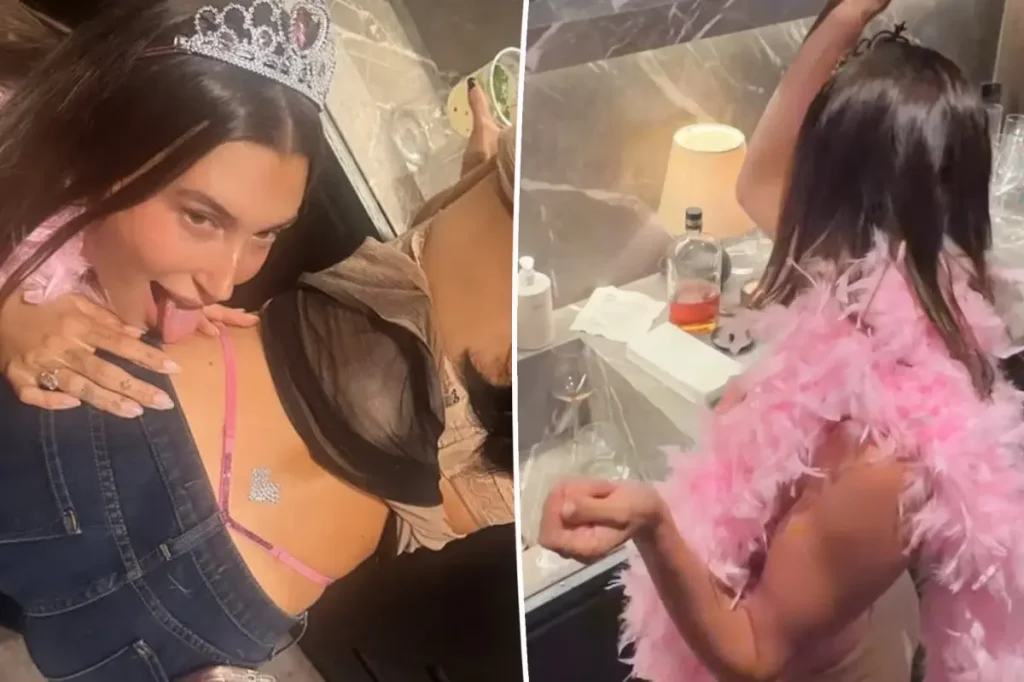 Hailey Bieber curte festa de aniversário de Kylie Jenner com registros ousados em festa em Beverly Hills