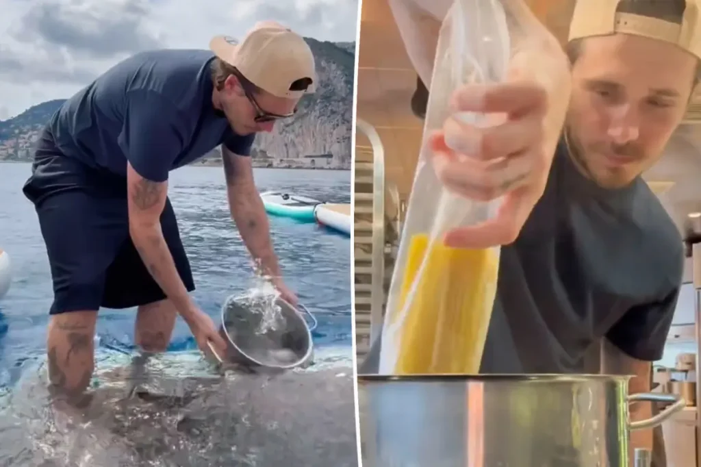 Brooklyn Beckham é alvo de críticas após cozinhar macarrão com água do mar em vídeo