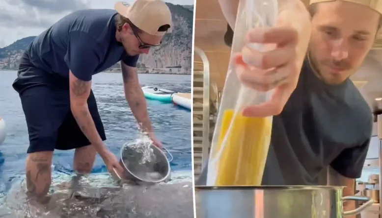 Brooklyn Beckham é alvo de críticas após cozinhar macarrão com água do mar em vídeo