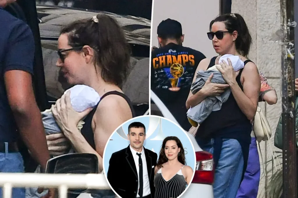 Aubrey Plaza é vista com o bebê recém-nascido pela primeira vez em Nova York