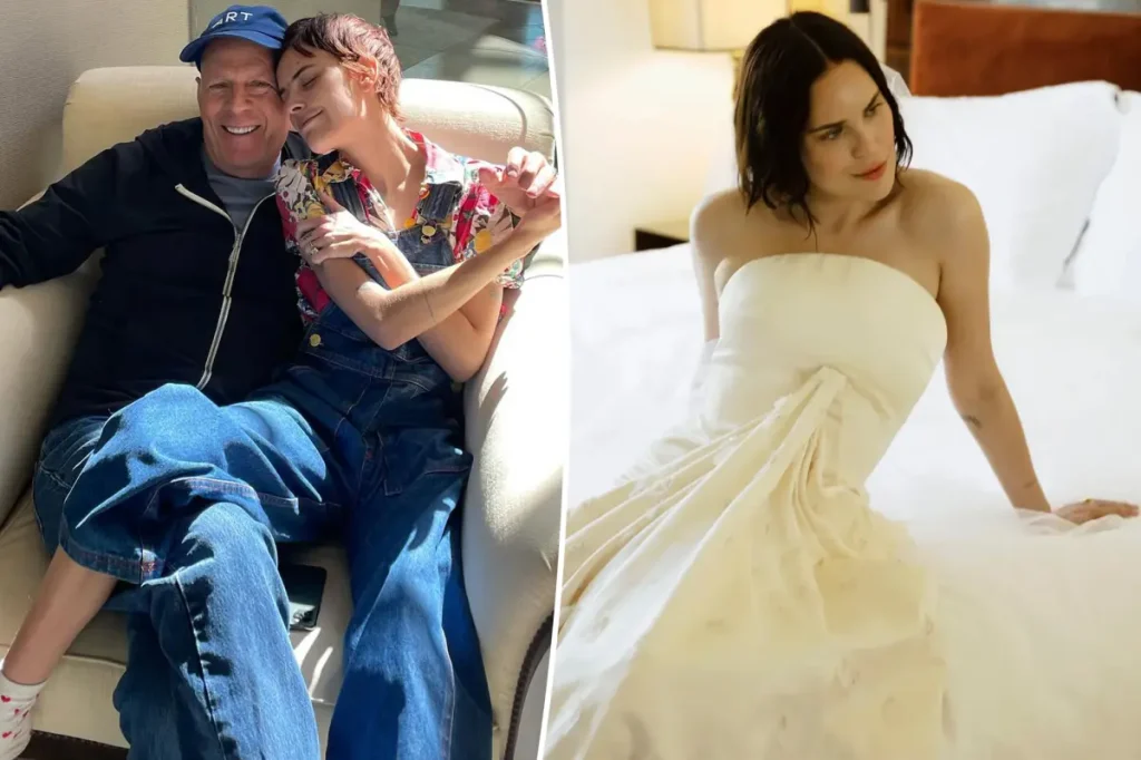 Bruce Willis aparece em foto ao lado da filha Tallulah e do genro Justin Acee durante casamento em Idaho