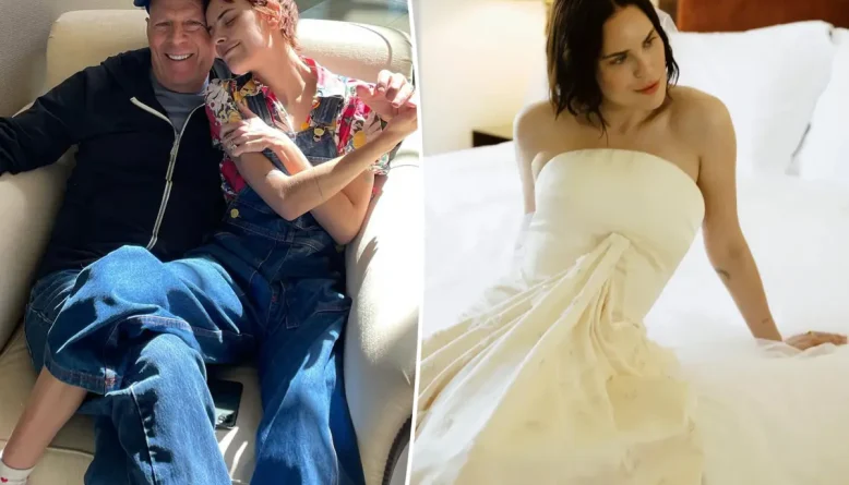 Bruce Willis aparece em foto ao lado da filha Tallulah e do genro Justin Acee durante casamento em Idaho