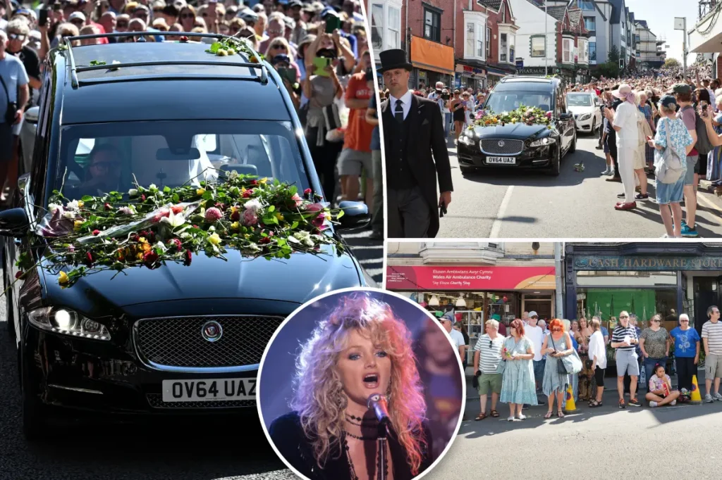 Fãs de Bonnie Tyler lotam ruas do País de Gales para homenagear a cantora em cortejo fúnebre