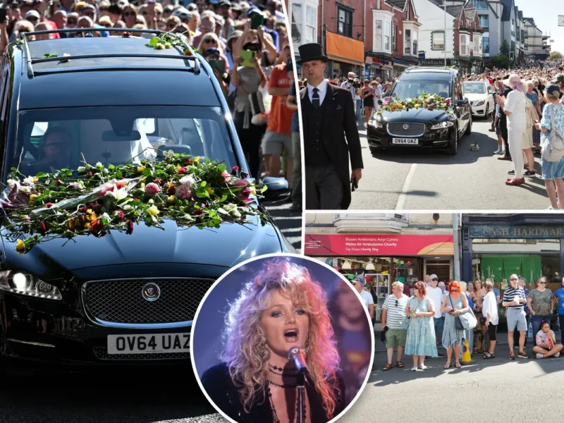 Fãs de Bonnie Tyler lotam ruas do País de Gales para homenagear a cantora em cortejo fúnebre