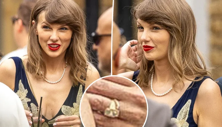 Taylor Swift exibe aliança de casamento em casamento de engenheiros de som na Inglaterra