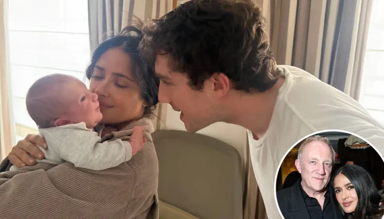 Salma Hayek celebra chegada do primeiro neto, filho do enteado François Pinault Jr.