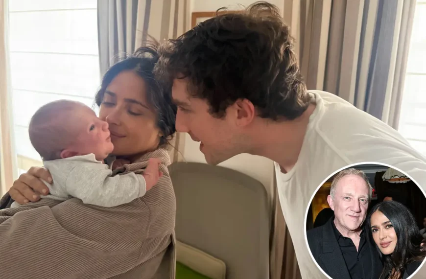 Salma Hayek celebra chegada do primeiro neto, filho do enteado François Pinault Jr.