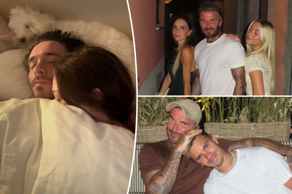 Brooklyn Beckham e Nicola Peltz postam fotos íntimas na cama enquanto David e Victoria posam em clima de harmonia familiar