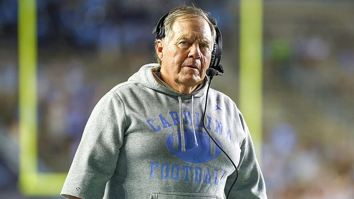 Bill Belichick looks on field