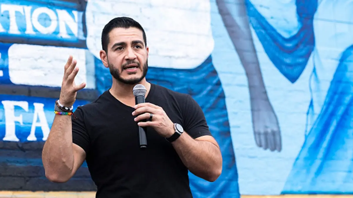 Abdul El-Sayed speaks at a GOTV Community Rally in Detroit.