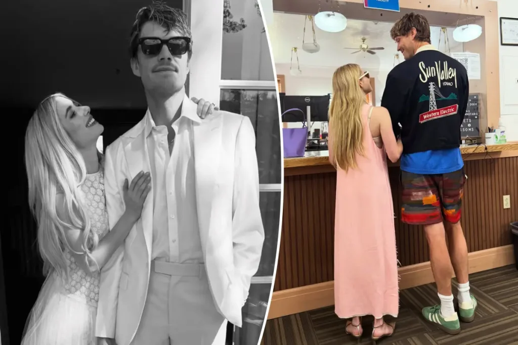 Emma Roberts compartilha bastidores do casamento com Cody John, incluindo momento da licença de casamento
