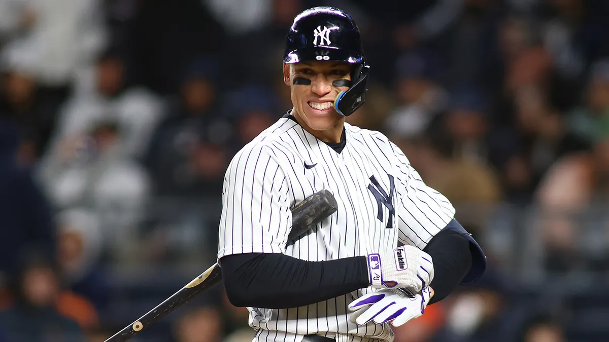 Aaron Judge #99 of the New York Yankees in action against the Baltimore Orioles at Yankee Stadium on April 27, 2022 in New York City. New York Yankees defeated the Baltimore Orioles 5-2.