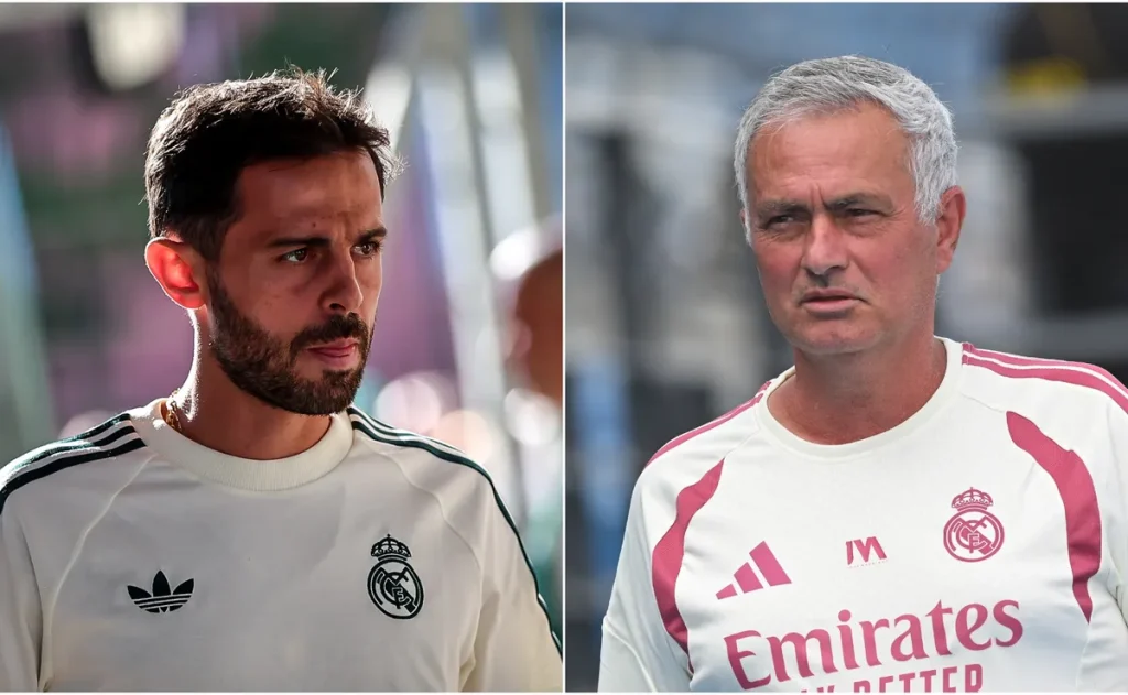 Mourinho cobra condicionamento físico de Bernardo Silva após estreia discreta em amistoso do Real Madrid