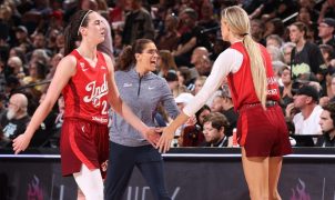 Caitlin Clark kept from reporters despite triple-double night as coach goes viral for women’s sports comments