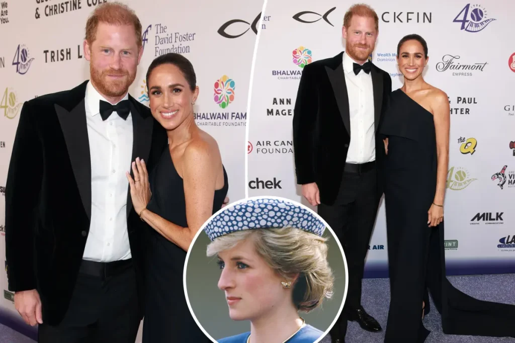 Meghan Markle homenageia Lady Di com brincos de diamante e safira em evento beneficente no Canadá