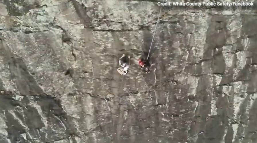 Firefighter pulls off daring rescue of free climber stranded on mountain face