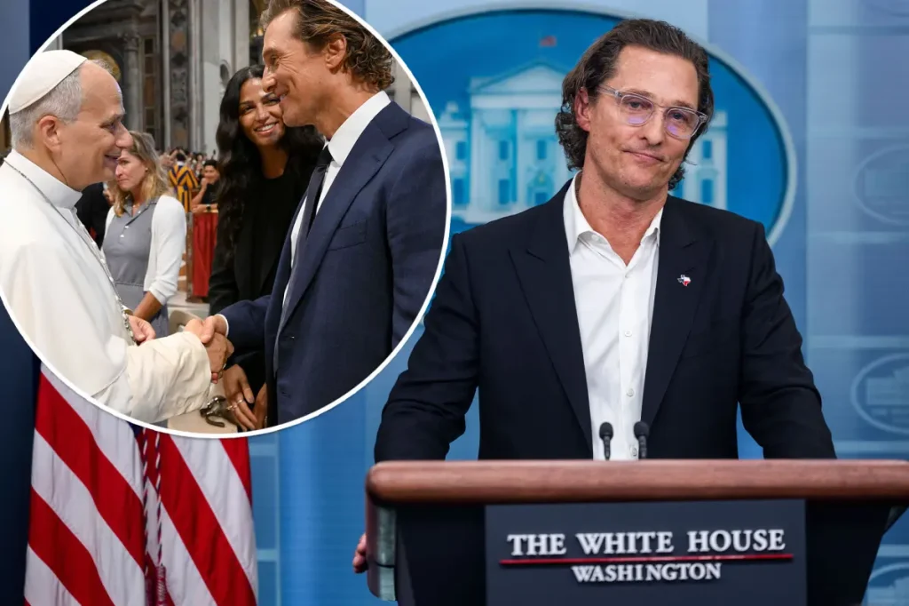 Matthew McConaughey discute religião, IA e política em encontro com o Papa Leão XIV no Vaticano