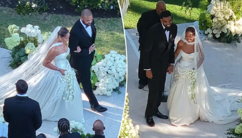 Jordyn Woods e Karl-Anthony Towns se casam em Malibu com vestido inspirado no glamour de Hollywood