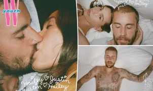 Justin e Hailey Bieber trocam carícias em ensaio íntimo para revista
