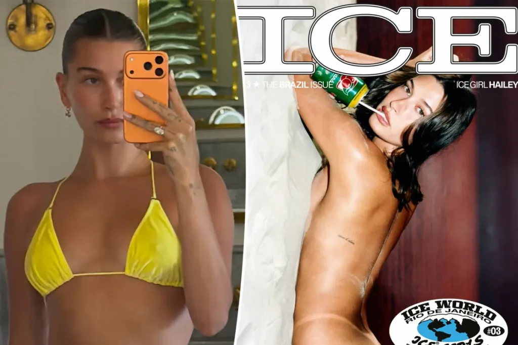 Hailey Bieber posa nua para capa de revista e homenageia raízes brasileiras