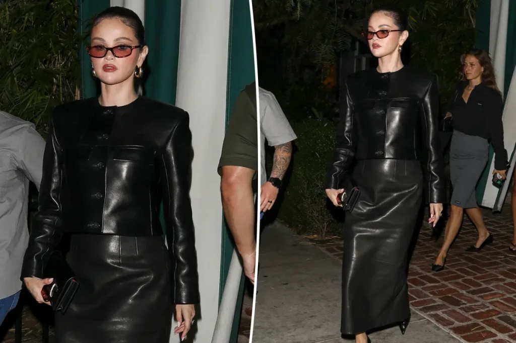Selena Gomez troca o verão pelo couro em visual completo para jantar em Los Angeles