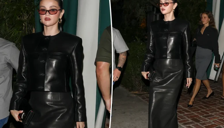 Selena Gomez troca o verão pelo couro em visual completo para jantar em Los Angeles