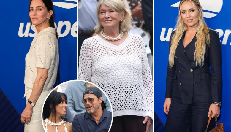 Brad Pitt, Courteney Cox e Martha Stewart marcam presença na final do US Open masculino