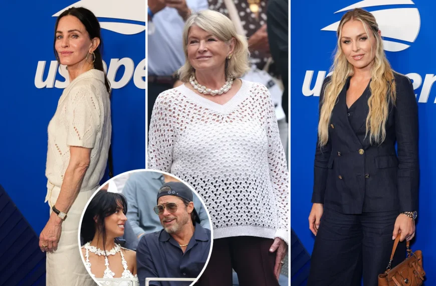 Brad Pitt, Courteney Cox e Martha Stewart marcam presença na final do US Open masculino