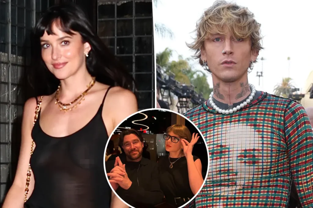 Dakota Johnson e Machine Gun Kelly são vistos em apartamento de Taylor Swift antes de jantar em Nova York