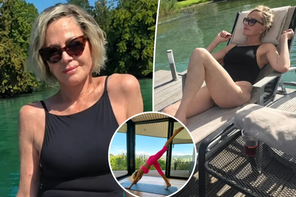 Melanie Griffith faz retiro de saúde na Áustria e exibe pose de ioga em maiô preto