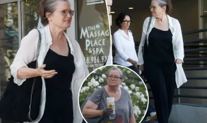 Bridget Fonda reaparece com silhueta mais magra em rara aparição pública