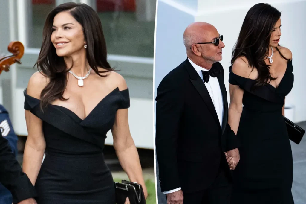 Lauren Sánchez Bezos usa vestido preto decotado em jantar de Estado e gera críticas nas redes