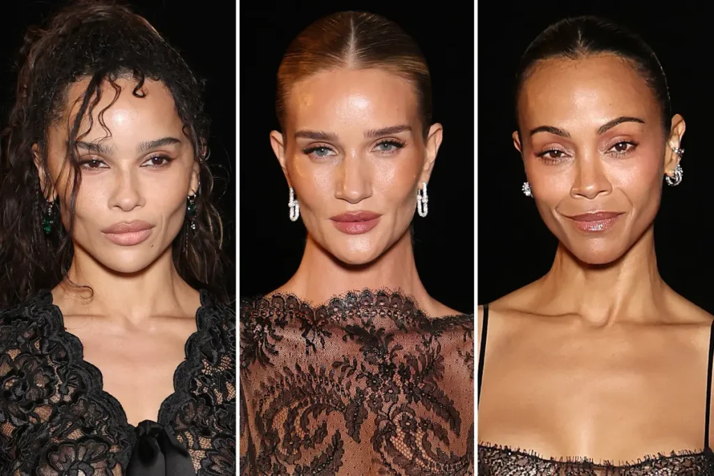 Saint Laurent reúne Zoe Saldaña e Rosie Huntington-Whiteley em desfile com transparências na Paris Fashion Week