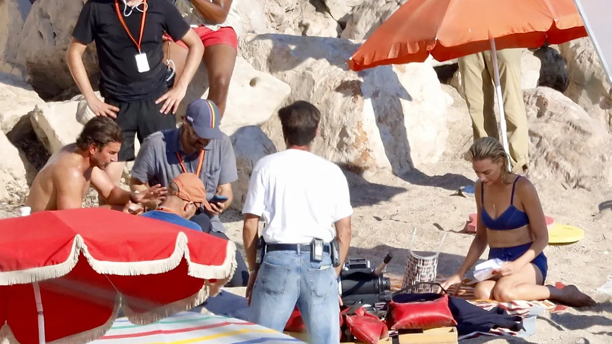 Margot Robbie and Bradley Cooper in Saint-Tropez filming their movie.