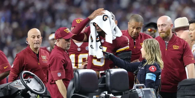 Jayden Daniels expected back within a month as Commanders rule out surgery on dislocated elbow