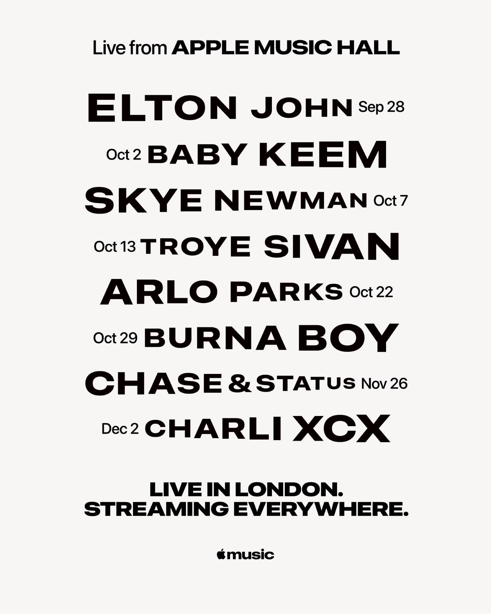 Elton John inaugura Apple Music Hall em Londres; Charli XCX e Chase & Status estão confirmados