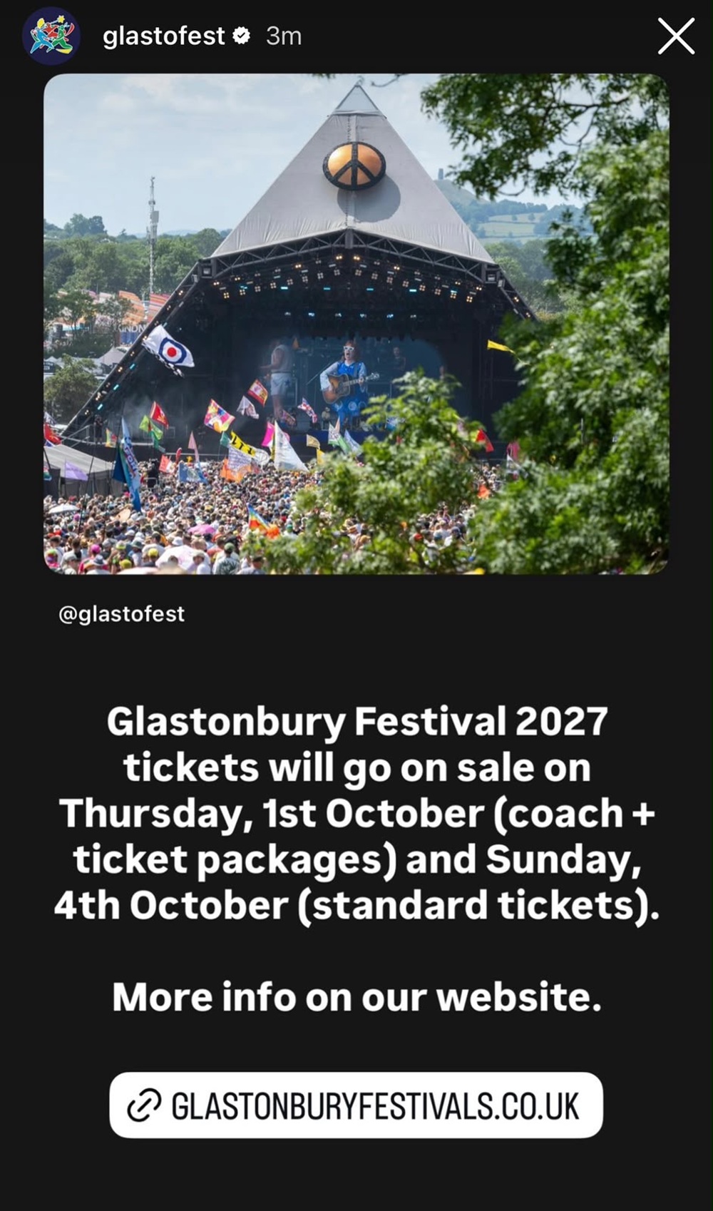 Glastonbury 2027: venda de ingressos começa em outubro; festival retorna após ano de pausa