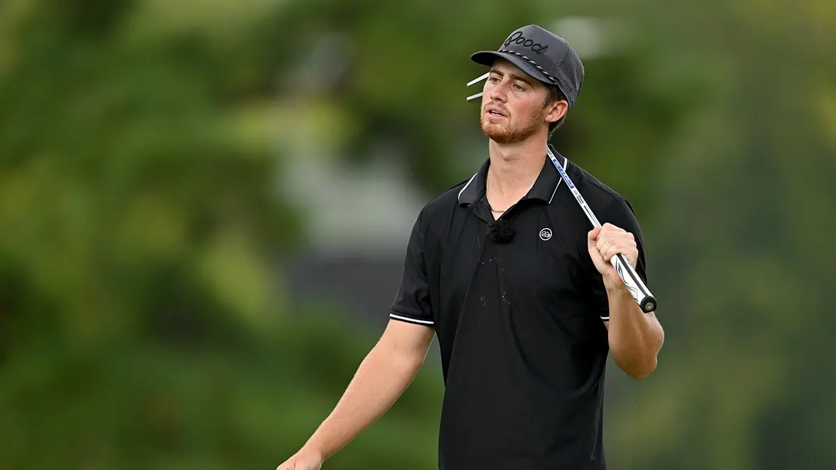 Garrett Clark reacts to his putt on the 17th green during the Tour Championship Creator Classic at East Lake Golf Club.