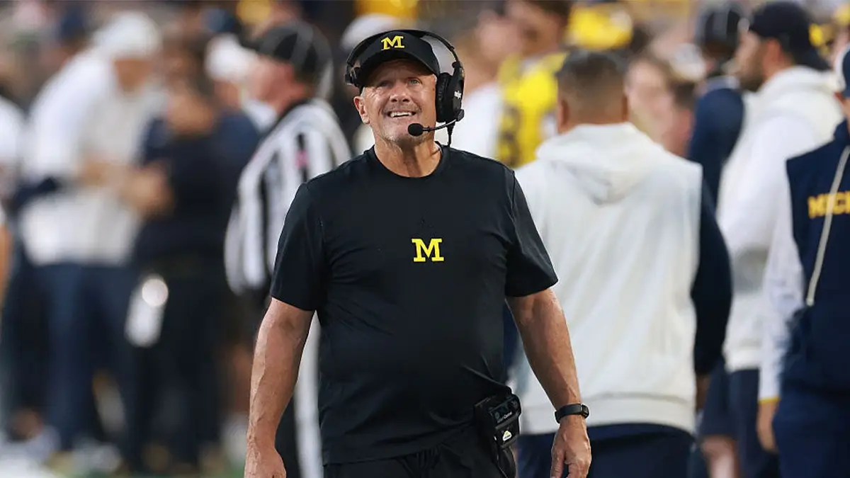 Head coach Kyle Whittingham of the Michigan Wolverines