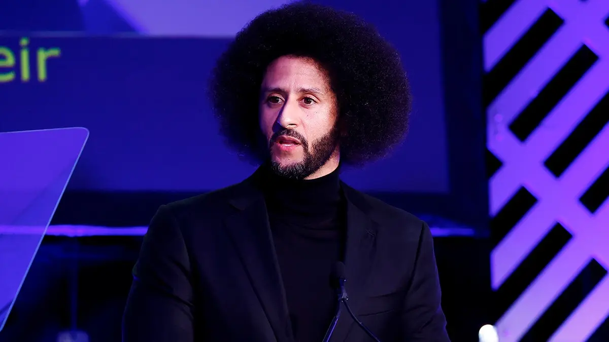 Colin Kaepernick speaks after receiving the ACLU Ralph Ellison Award at Washington Hilton.