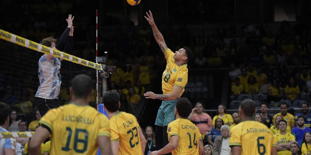 Brasil bate Argentina por 3 a 0 e garante vaga no vôlei dos Jogos de Los Angeles 2028