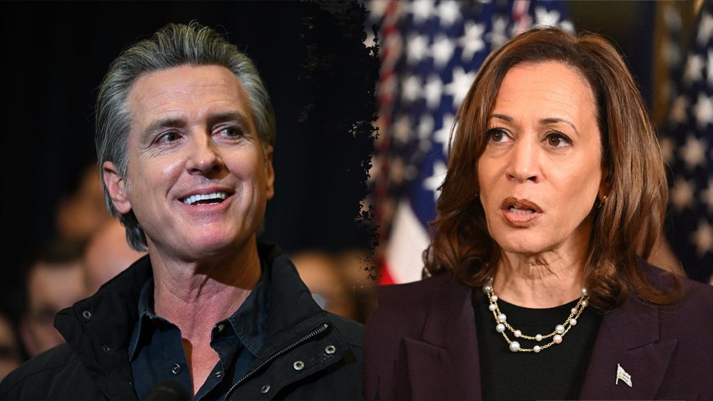 Gavin Newsom and Kamala Harris split