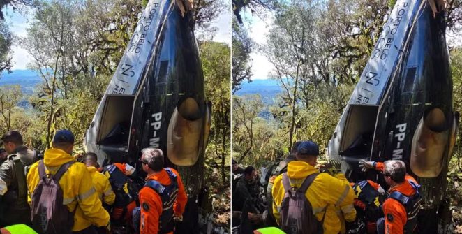 IML libera corpos de vítimas de queda de helicóptero em Santa Catarina