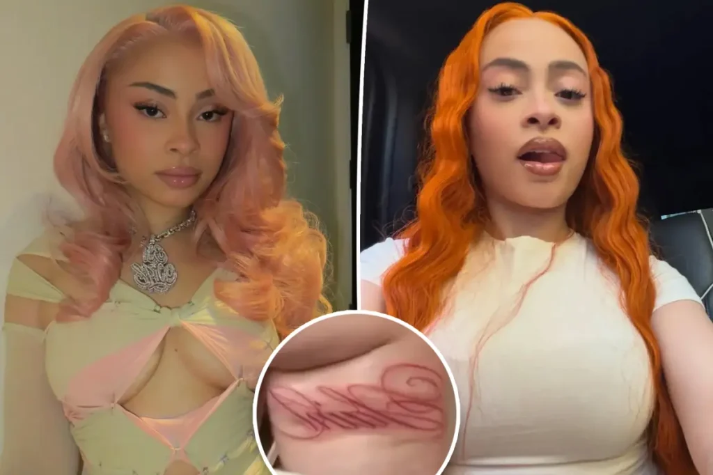 Ice Spice exibe novas tatuagens Saint e Sinner na parte de trás das coxas em vídeo