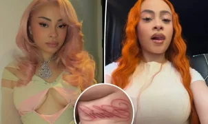 Ice Spice exibe novas tatuagens Saint e Sinner na parte de trás das coxas em vídeo