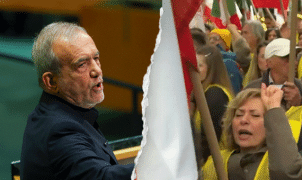 Iranian president called a terrorist by protesters outside UN assembly